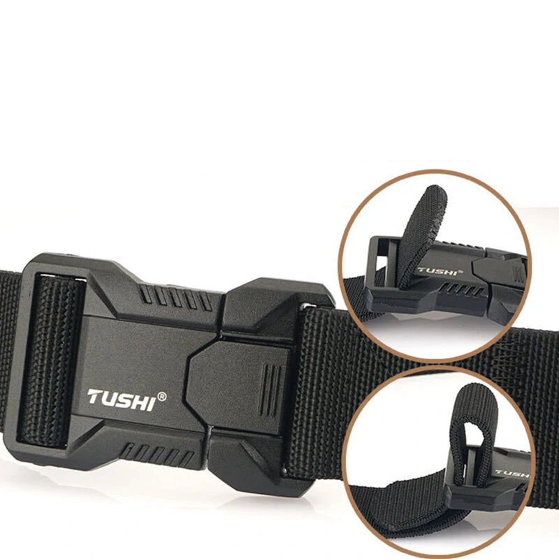 TUSHI 125cm Tactical Nylon Belt Adjustable Quick Release Wear-resistant Lightweight Waist Belt Aluminum Alloy Buckle Canvas Belt Casual Sports Belts for Outdoor Men Women