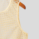 INCERUN Mens Beach Style Mesh Sleeveless Tank Comftable Fabric Tank Top for Men