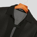 INCERUN Mens Shirt Solid Color Slightly Transparent Lapel Shirt Casual Short Sleeve Breathable Top Summer Daily Male Clothing