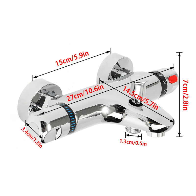 Bathroom Brass Chrome Thermostatic Shower Faucet Mixer Value Dual Handle Bathtub Shower Faucet Cold /Hot Wall Mounted