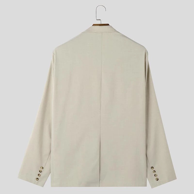 INCERUN Mens Casual Loose Fit Long Sleeve Blazer Fashionable Versatile Solid Color Suit Outwear Top for Men