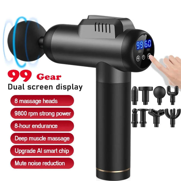 Konka A2 Massage Gun 8 Message Heads 99 Adjustable Gears Fascia Gun Brushed Motor 1500mAh Battery