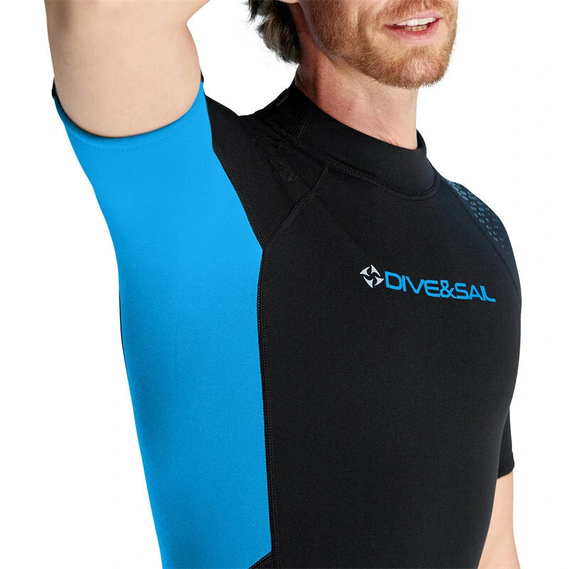 DIVE&SAIL Shorty Warm Wetsuit 1.5mm Neoprene Back Zip UPF50+ Sun Protection Soft Skin-Friendly Breathable Quick Dry Diving Suit for Snorkeling Surfing Kayaking Swimming