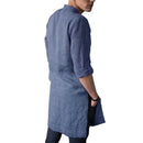 INCERUN Men Islamic Thobe Kaftan Knee Length Maxi Tunic Shirts Gown Stand Collar Long Sleeve Mid Long Casual Shirts