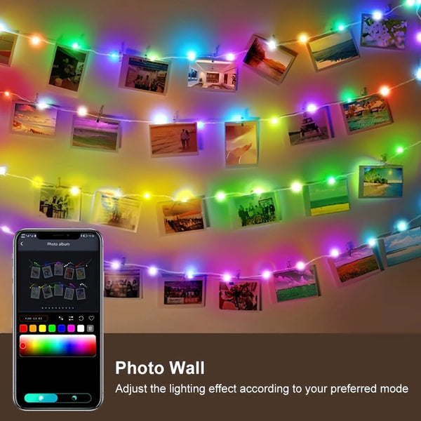 16.4ft /32.8ft /65.6ft iDeal LED Colorful USB LED Decorative String Lights with App Control Bluetooth Remote IP66 Waterproof for Holiday Room Decoration