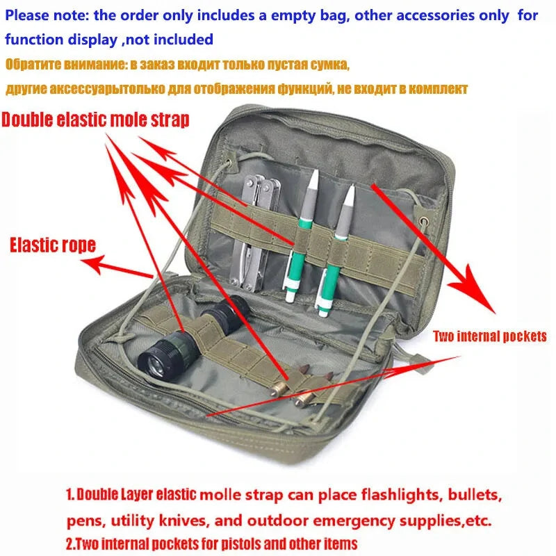 Tactical Admin Molle Pouch Medical EDC EMT Utility Bag Shell Design Waterproof Attachment Pouches Nylon Hiking Belt Bags