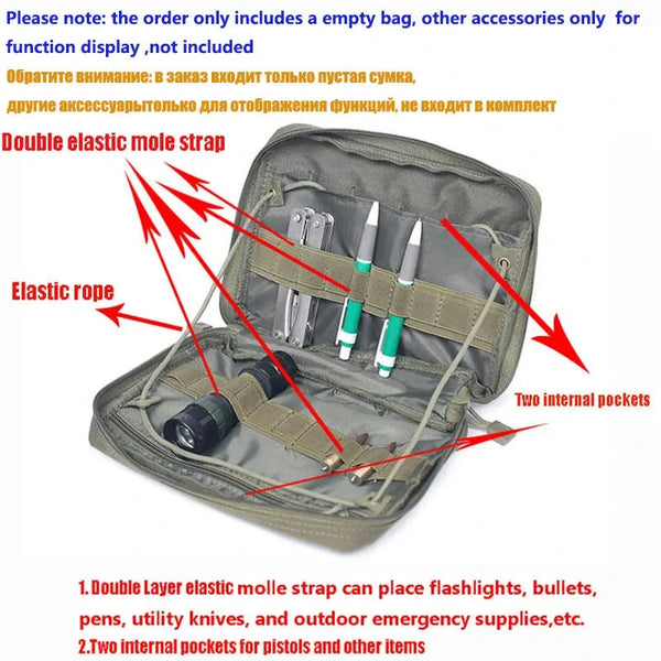 Tactical Admin Molle Pouch Medical EDC EMT Utility Bag Shell Design Waterproof Attachment Pouches Nylon Hiking Belt Bags