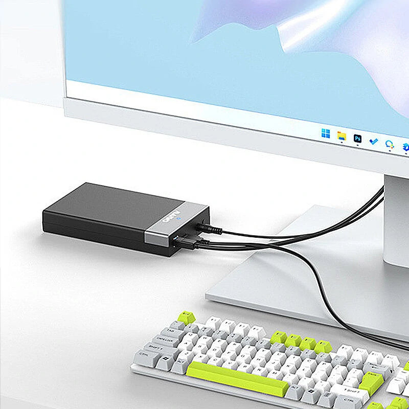 MAIWO K3568D HDD Enclosure 2.5/3.5inch SSD Case USB3.0 to SATA3.0 5Gbps External Case with USB2.0 Expansion Mobile Portable Hard Drive for PC Laptop EU Plug