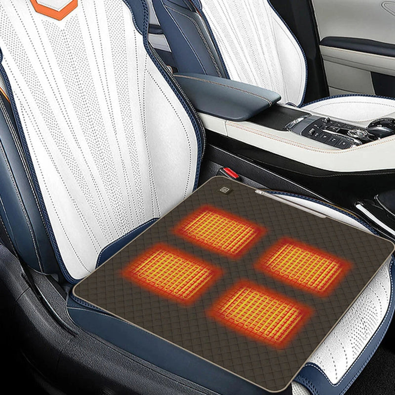USB Heated Cushion Fast Heating 4 Heated Areas Camping Chair Heated Cushion 3 Adjustable Temperature Heated Chair Cushion Type C/USB Charging for Outdoor Travel