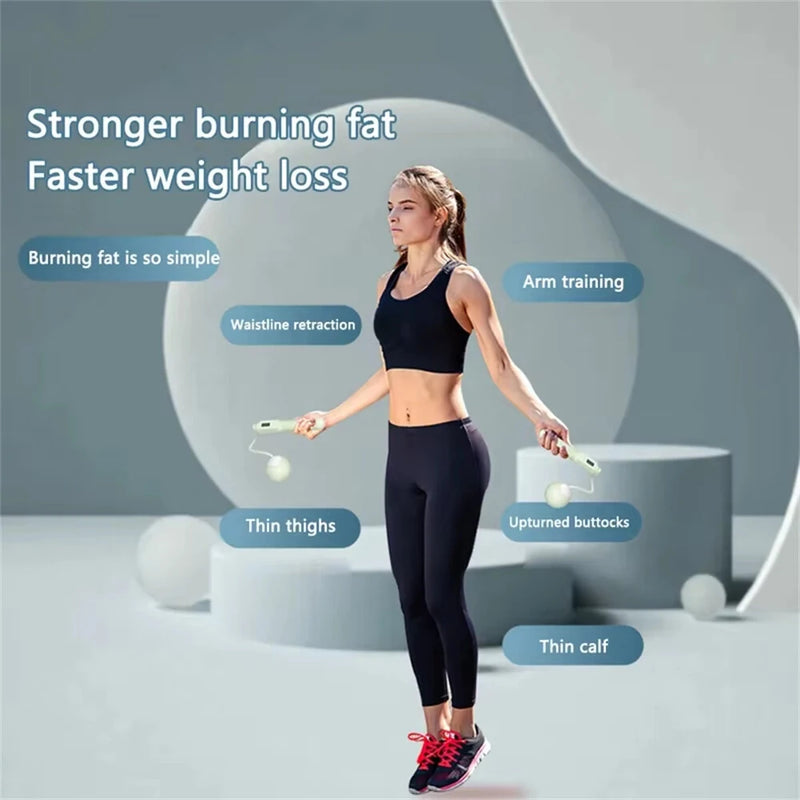 KALOAD Smart Screen Counting Cordless Skipping Rope 60mm Weighted Ball Anti-Skid Handle Silicone Speed Rope Portable Lightweight Unisex Weight for Indoor Outdoor