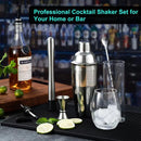 6PCS Stainless Steel Cocktail Shaker Set Professional Martini Drink Mixer Tool Set for Home Bar Party