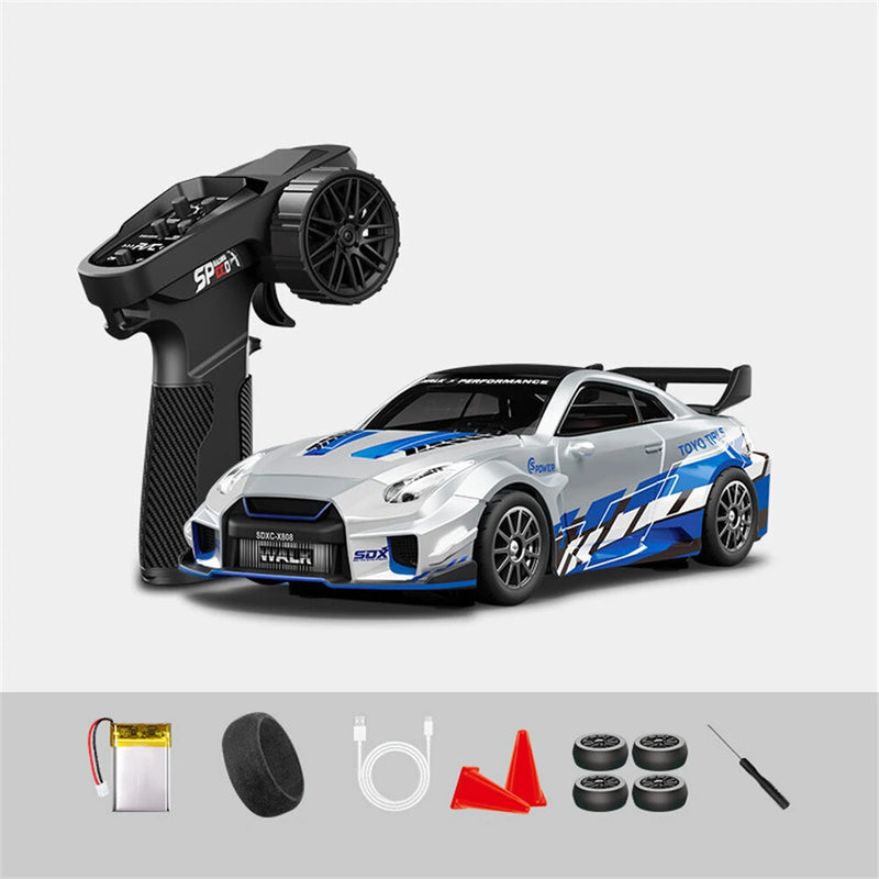 Hstar D43-02 RTR 1/43 2.4G 4WD Drift RC Car Gyro Mini Full Proportional Alloy Body Shell LED Light Remote Control High-Speed Motor On-Road Racing Vehicle Model Boys Gifts Toys