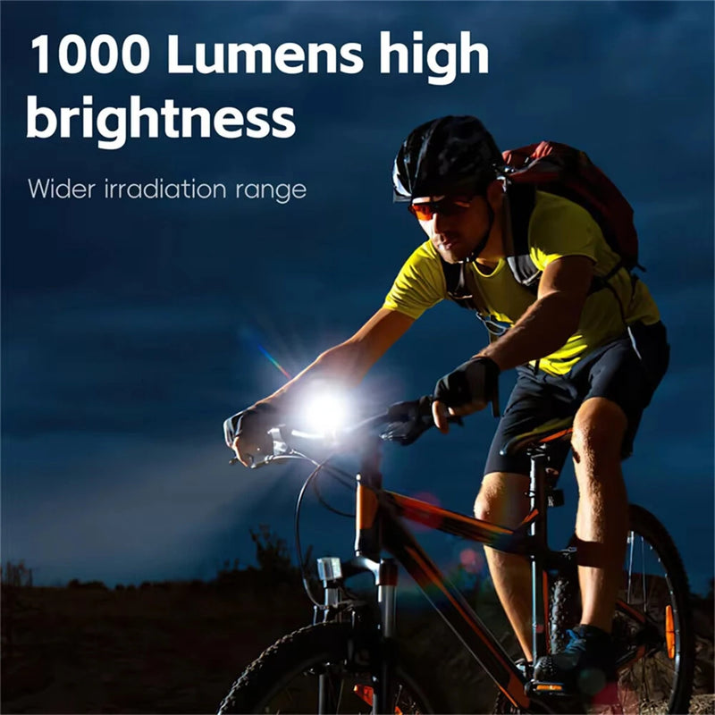 WEST BIKING 1000 Lumen High Brightness Bike Headlight 5000mAh Anti-glare Quick-release Bicycle Light IPX5 Waterproof USB Charging 6 Light Modes for MTB Road Cycling