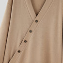 INCERUN Mens Textured Asymmetrical V-Neck Long-Sleeve Sweater Comfortable Solid Color Casual Fall Winter Top S-5XL