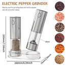 Stainless Steel Electric Pepper Grinder Set Rechargeable 95ML Pepper Grinder Set Sea Salt Grinder Electric Black White Pepper Grinder Bottle