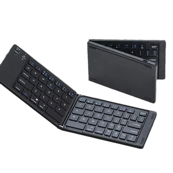 Two-Fold bluetooth Keyboard Magnetic Closure Portable Mini bluetooth Keyboard Rechargeable for Office Keyboard Laptop