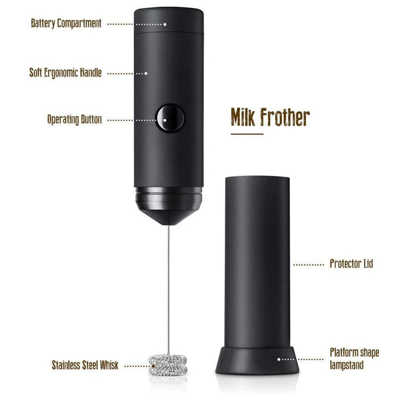 Handheld Milk Frother Automatic Electric Cream Mixer Handheld Egg Mixer Portable Foam Maker Compact Whisk Drink Mixer Mini Foamer for Cappuccino Coffee