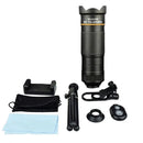 36X Phone Camera Telephoto Lens 4 In 1 Clip-on Telecope Zoom Macro Fisheye with Tripod Eyemask Storagebag Clip-On Lense for  Hiking Camping Wildlife Observation Moon Sports Game Concert Watching