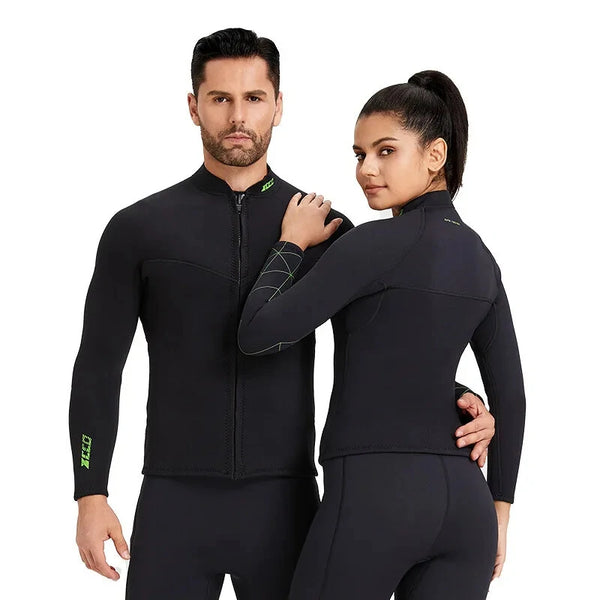 ZCCO 3mm Warm Neoprene Diving Wetsuit Back Zip Wetsuits Split Long Sleeves Thermal Swimsuit for Deep Surfing Swimming Snorkeling Water Sports