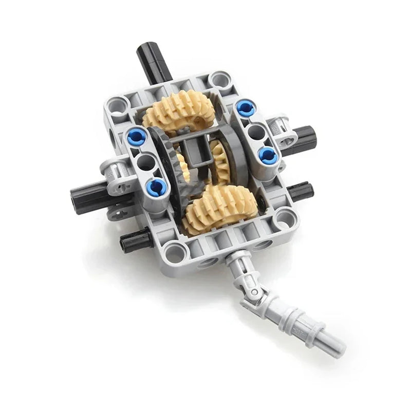 MOC Technical Differential with Wheels Rear Drive System Shock Absorbing Car Chassis Building Blocks Model