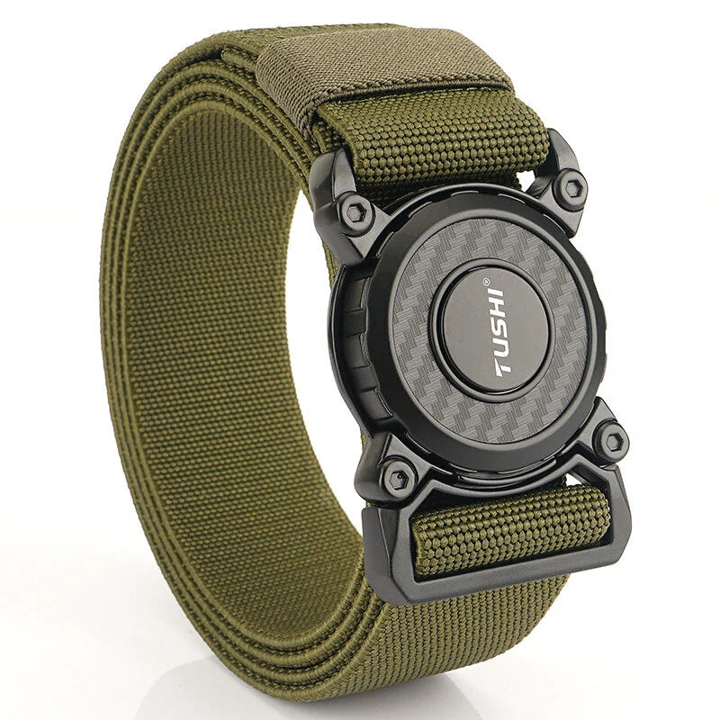 TUSHI 2023 Hot Sell Men Belt 125cm*3.8cm Elastic Polyester Waistband New Design Metal Quick Release Buckle Tactical Girdle