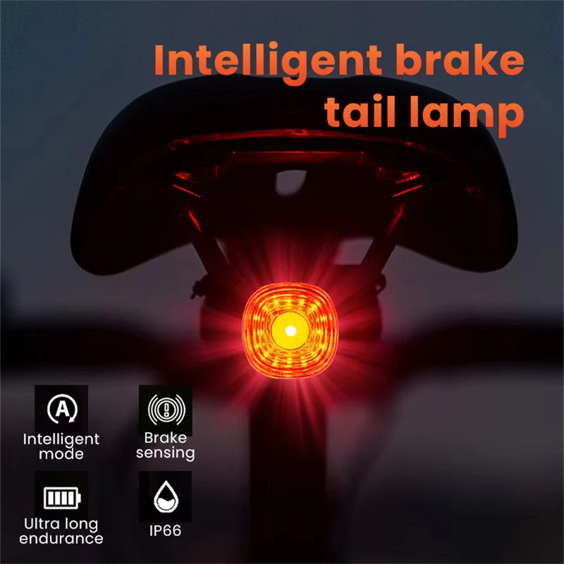 GIYO Smart Brake Sensing RGB Bicycle Taillight Waterproof Warning Flash Lamp USB Charge Bike Rear Light for Outdoor MTB Night Riding Safting