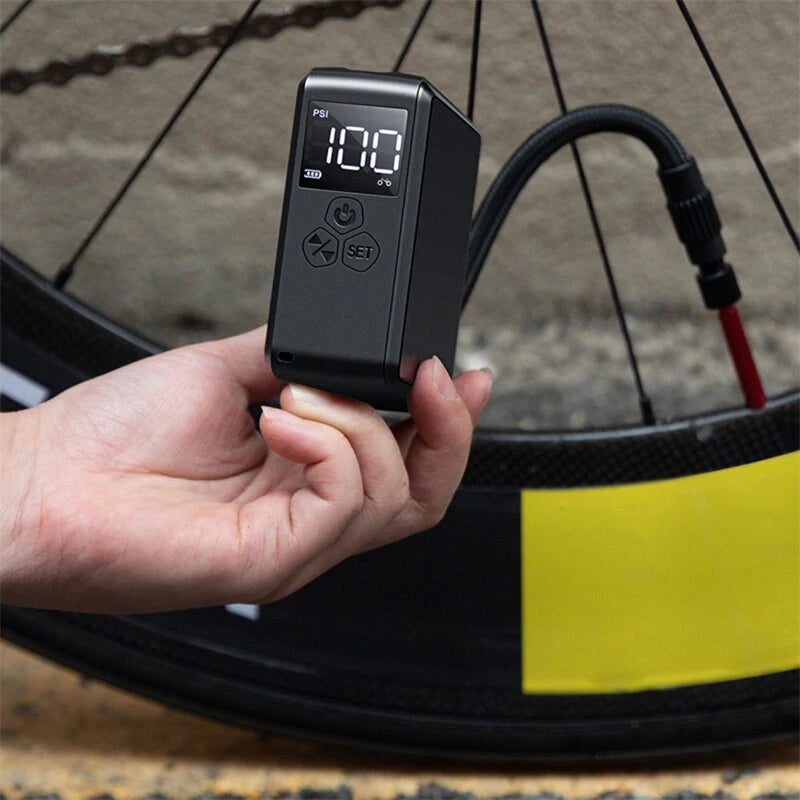150PSI Portable Bike Inflation Air Pump 70W Power Output 2400mAh Power Bank Digital Display USB Rechargeable Smart Mini Flashlight Pump for Bicycle Car Basketball Boat