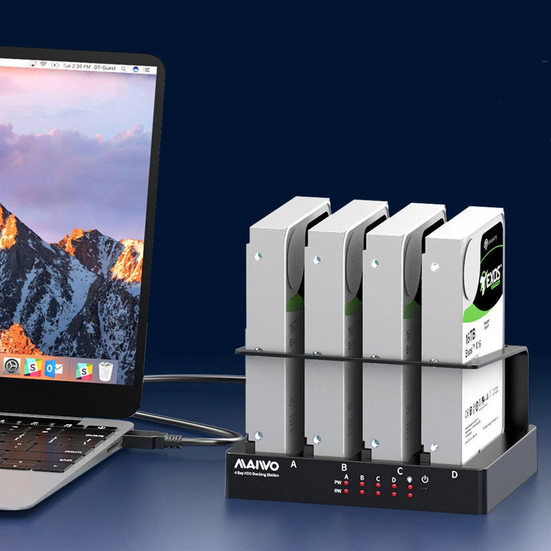 MAIWO USB 3.0 External Hard Drive for PC 4 Bay 2.5 inch 3.5 inch Enclosure Multi-Bay HDD SDD Docking Station Hard Drive Case