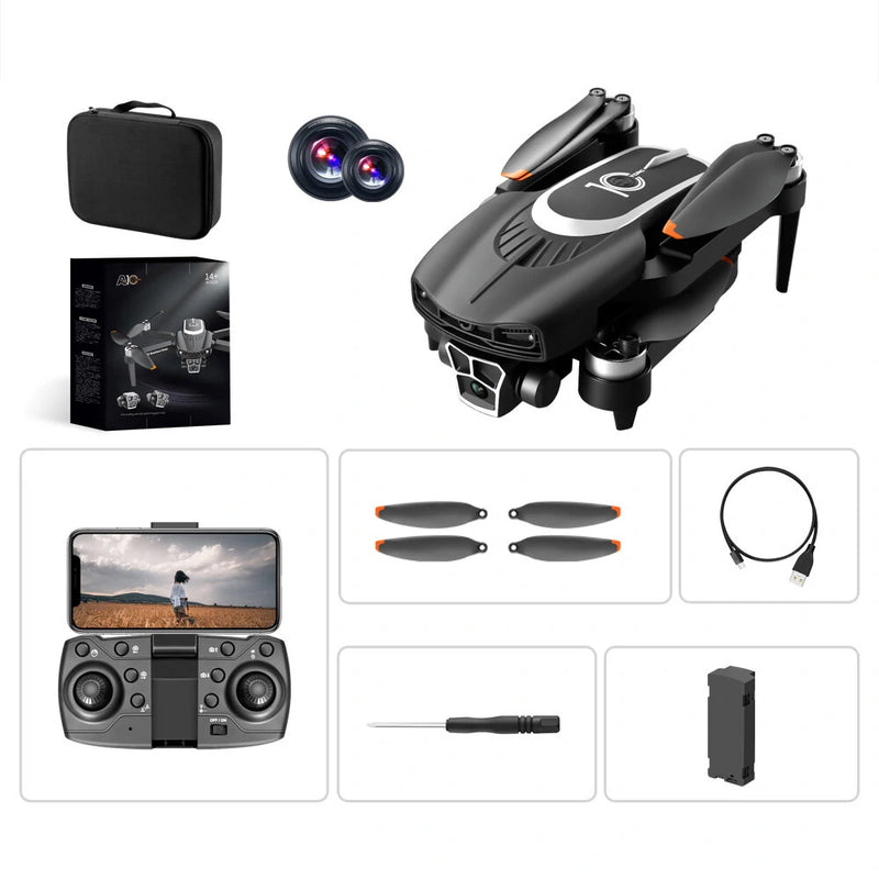 YCRC A10 PRO WiFi FPV with HD Dual Camera 2-Axis Servo Gimbal 360 Obstacle Avoidance Optical Flow Positioning Brushless Foldable RC Drone Quadcopter RTF
