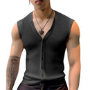 INCERUN Mens Tank Top Solid Color Hollow Out Vests Top Summer Cool Button Undershirt Top Fashion Male Clothing
