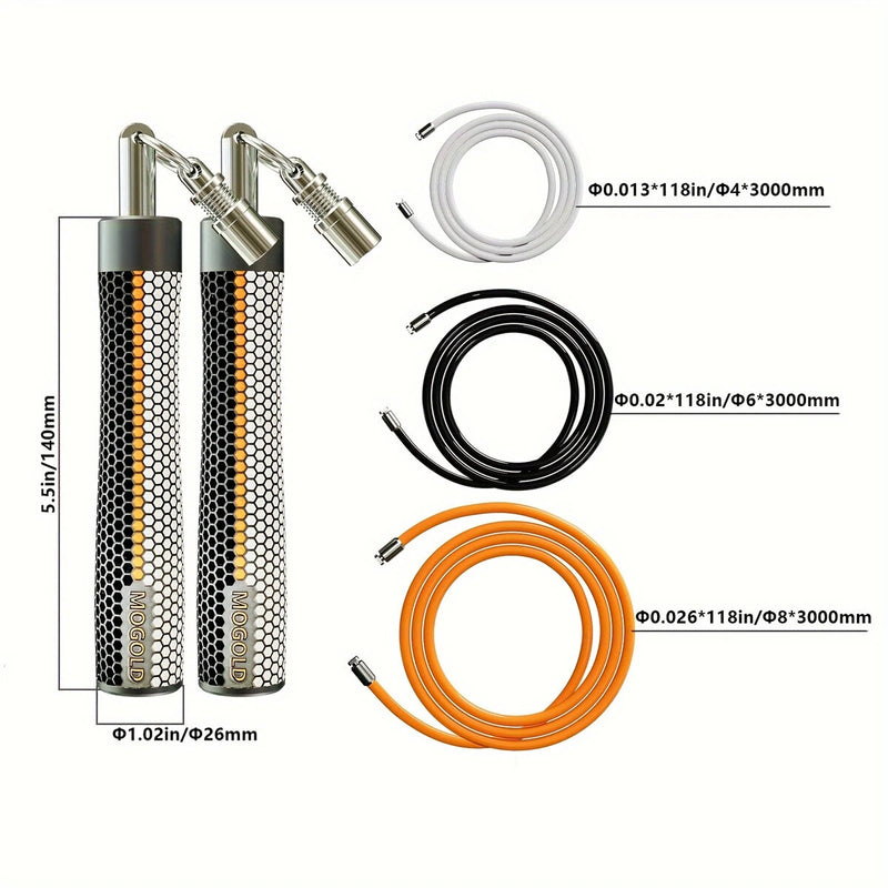Mogold Weighted Jump Ropes Adjustable Length Weights 360 Degree Spin Ergonomics Grip Skipping Rope for Fitness Sports Training