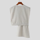 INCERUN Mens Solid Fashion Irregular Slanting Lapel Sleeveless Waistcoat