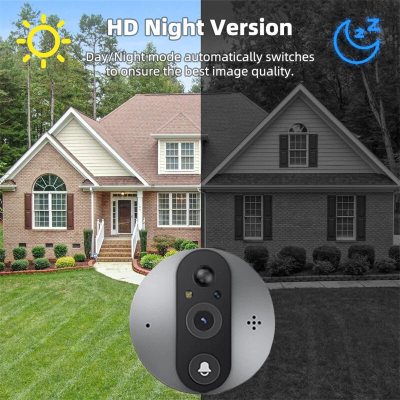 SY-37 Tuya Smart WiFi Door Camera 1080P 4.3 inch Color Screen HD Doorbell Eye Peephole Night Vision 5000mAh Battery PIR Motion Detection Intelligent Visual Door Bell
