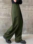 INCERUN Men Pants Fashion Design Solid Color Button Pants Wide Leg Streetwear with Side Pockets S-5XL