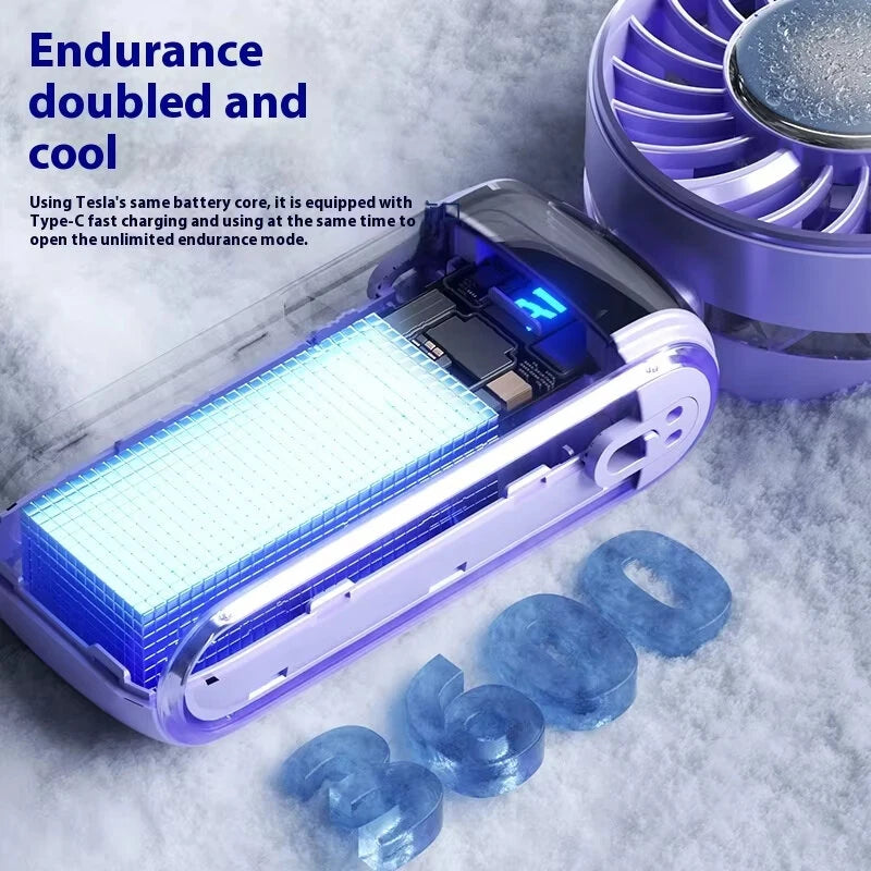 100 High Speed Handheld Fan with Smart LED Display Semiconductor Cooling Fan Portable Rechargeable Folding Small Fan
