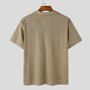 INCERUN Mens Shirt Solid Color Button Shirt Mens Lapel Short Sleeve Top Daily Casual Shirts S-5XL