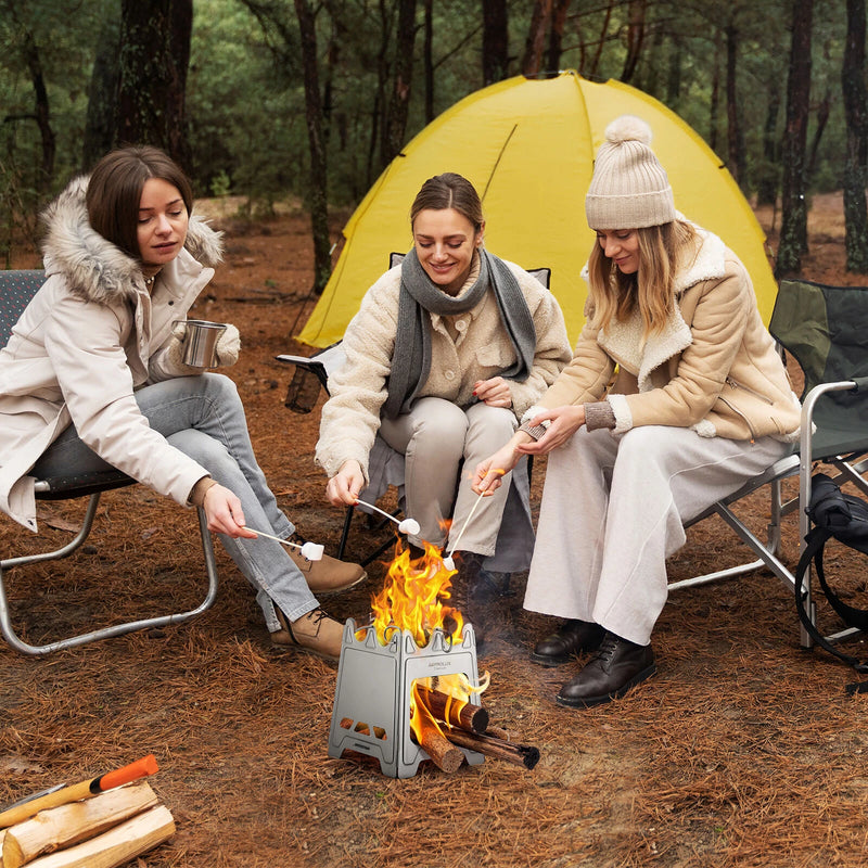 Astrolux Ti-BS1 Titanium Backpacking Stoves Titanium Camping Stove Folding Wood Burning Stove Pocket Stove Portable Lightweight Backpacking Stove for Outdoor Camping Hiking Backpacking Picnic BBQ