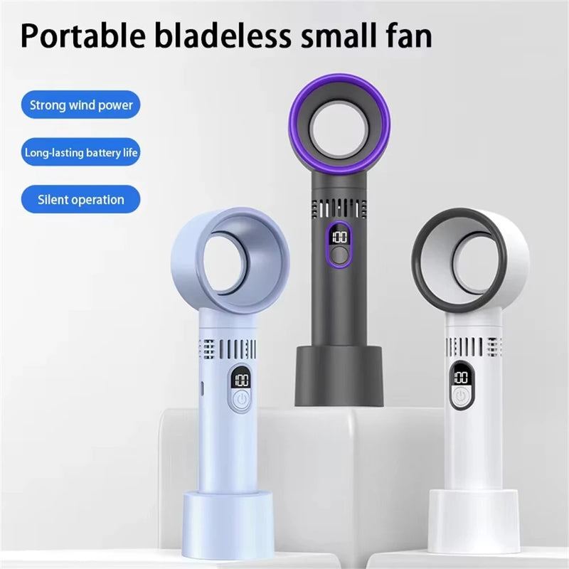 Tevorex Cooling Bladeless Fan USB Rechargeable Personal Fan 100 Speeds Adjustable Desk Fan Gifts for Women Men Travel/Camping/Outdoor