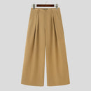 INCERUN Mens Solid Color Loose Fit High Waist Pant Casual Wide Leg Long Trousers Plus Size For Men S-5XL