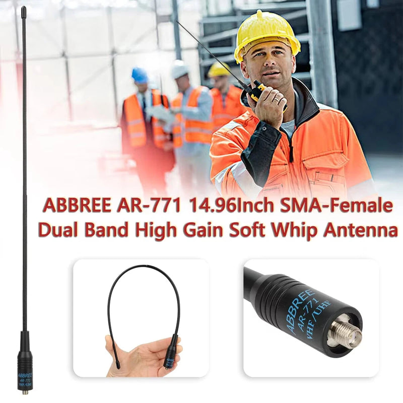 ABBREE AR-771 SMA-Female AR-771C SMA-Male Antenna Dual Band VHF/UHF High Gain Soft Whip Antenna For Baofeng UV-5R BF-888S UV10R UV-13 Pro Radio