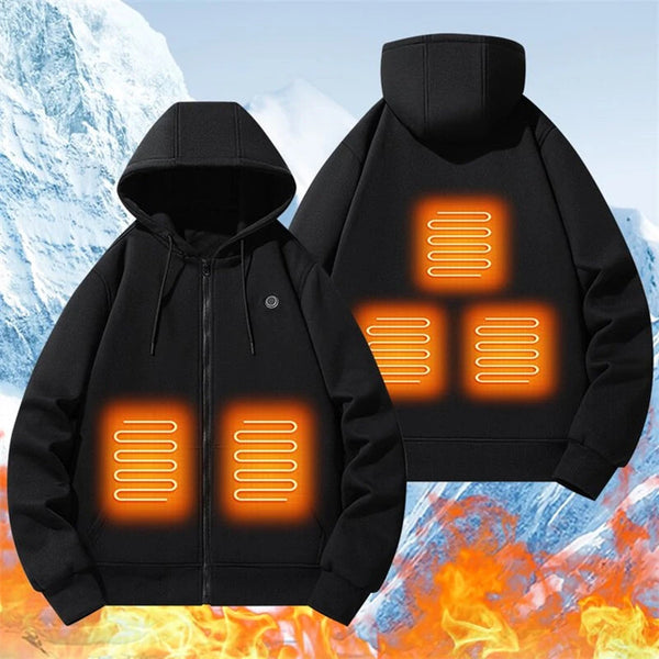 TENGOO HZ05 Smart Heated Zipper Hoodies Sweatshirt 5 Heating Areas Quick Heating USB Rechargeable Washable Safety Fashion Oversize Jacket for Winter Outdoors Keep Warm
