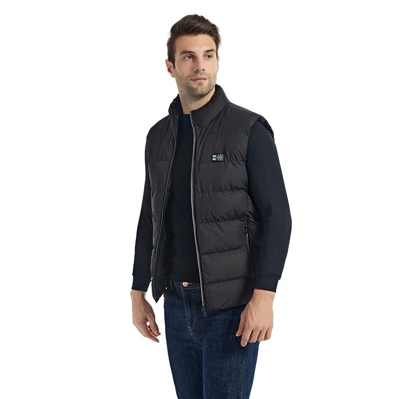TENGOO HP-15 Uniex Heated Vest- 15 Areas Heating Temperature, with Digital Display, USB & DC Electric Thermal Clothing Winter Warm Vest Outdoor Sports Coat