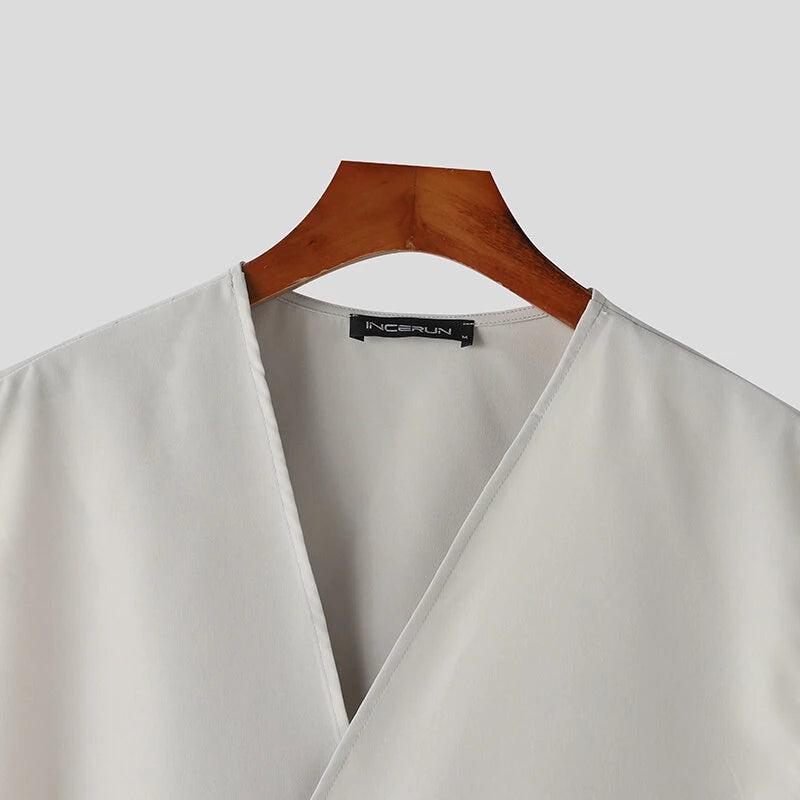 INCERUN Mens Solid Fashion Irregular Slanting Lapel Sleeveless Waistcoat