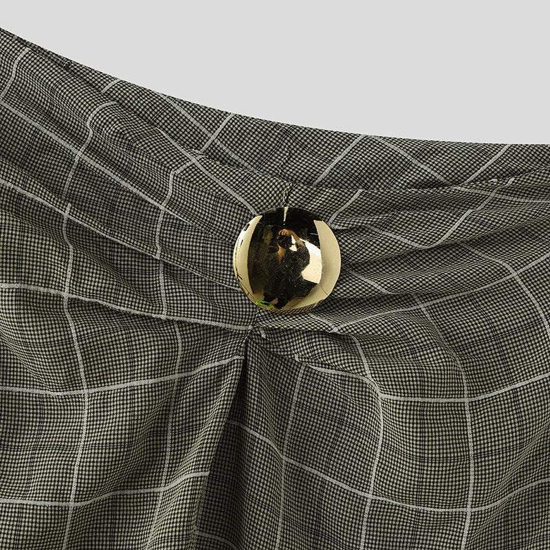 INCERUN Mens Twist Design Casual Long Pant Fashion Retro Striped Loose Fit Straight Trousers for Men