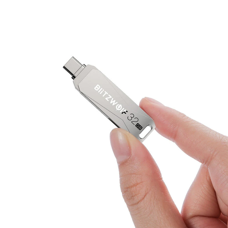 BlitzWolf BW-UPC2 2 in 1 Type-C USB3.0 Flash Drive Ultra-fast Transmission 360 Rotation Zinc Alloy 32GB 64GB 128GB 256GB Support OTG Pendrive USB Disk
