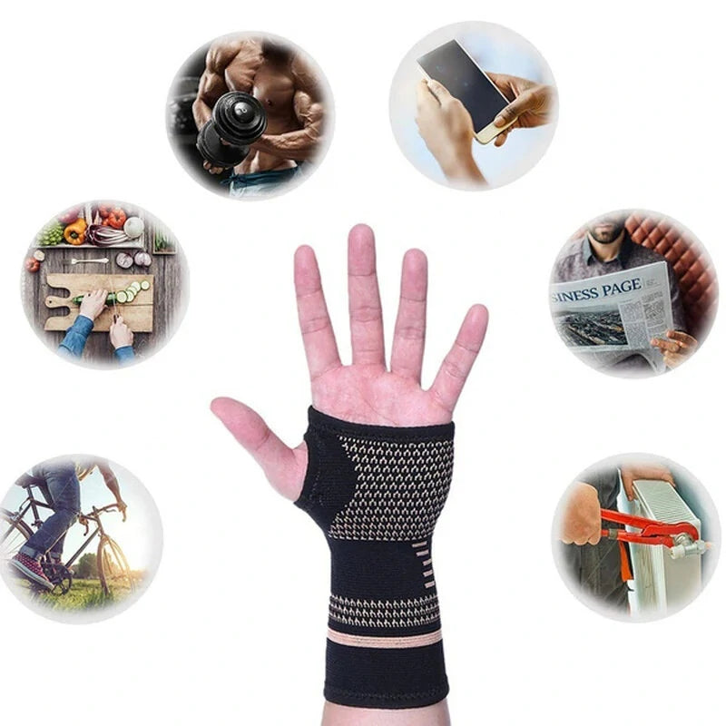1PCS Sport Wrist Strap Copper Fiber Anti-slip Breathable Protect Wrist Hand Sleeve for Gym Basketball Workout