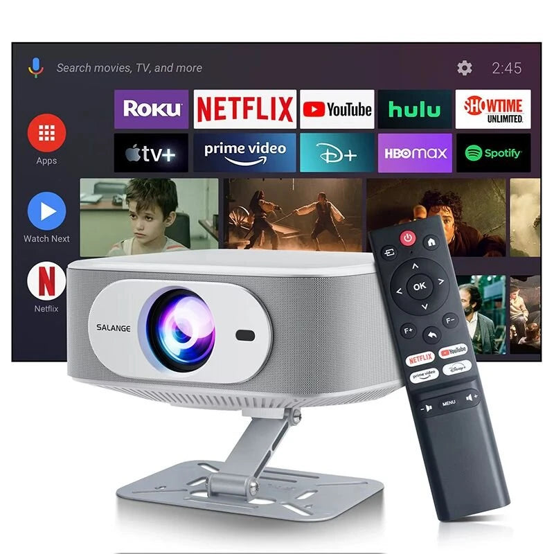 Salange P92MAX Smart Projector Android 13 Netflix Officially Licensed 12000 Lumens 1080P Native Auto Focus Keystone WiFi 6 Bluetooth 5.2 4K Supported Smart Home Cinema