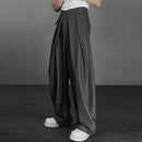 INCERUN Men Solid Color Straight Legged Pants Loose Fit Casual Hook Loop Zipper Long Trousers Large Size for Big Men S-5XL