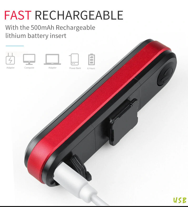 Bicycle Light USB Rechargeable Tail Light Warning Bike Rear Light Smart Wireless Remote Turn Signal Light LED Bicycle Lantern