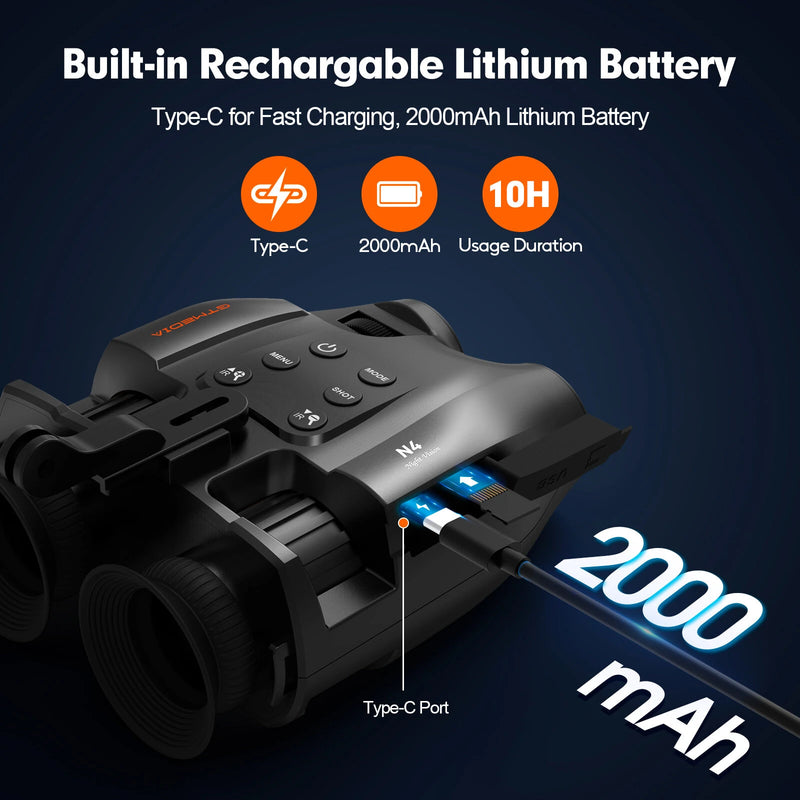 GTMEDIA N4 Night Vision Binoculars 7 Levels Infrared Light 5X Zoom Photo/Video Playback Head-Mounted Support Ideal for Outdoor Activities and Wildlife Observation